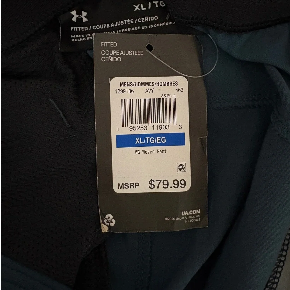 Under Armour Mens Tapered Leg Athletic Training Pants Teal‎ Blue XL NWT - Picture 10 of 10